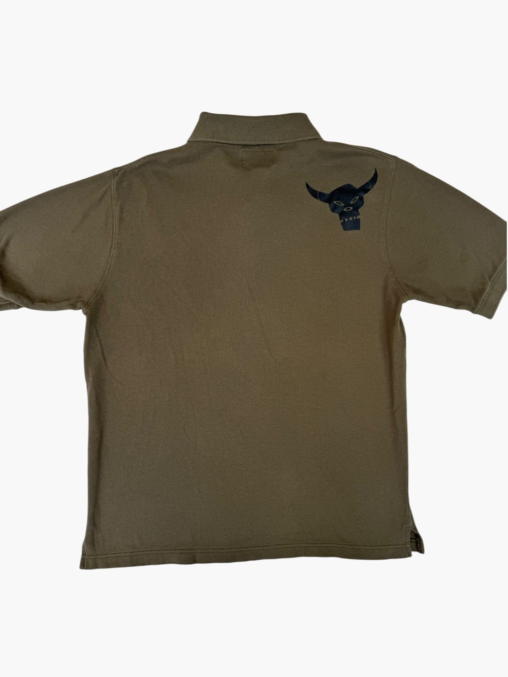 Vintage Stussy Polo Large Green Taupe Streetwear Authentic Outer Gear Back Skull